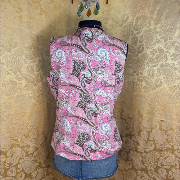 ✨Vintage Y2K Boho Pink, White & Brown Paisley Tank Top✨ - Picture 4 of 5